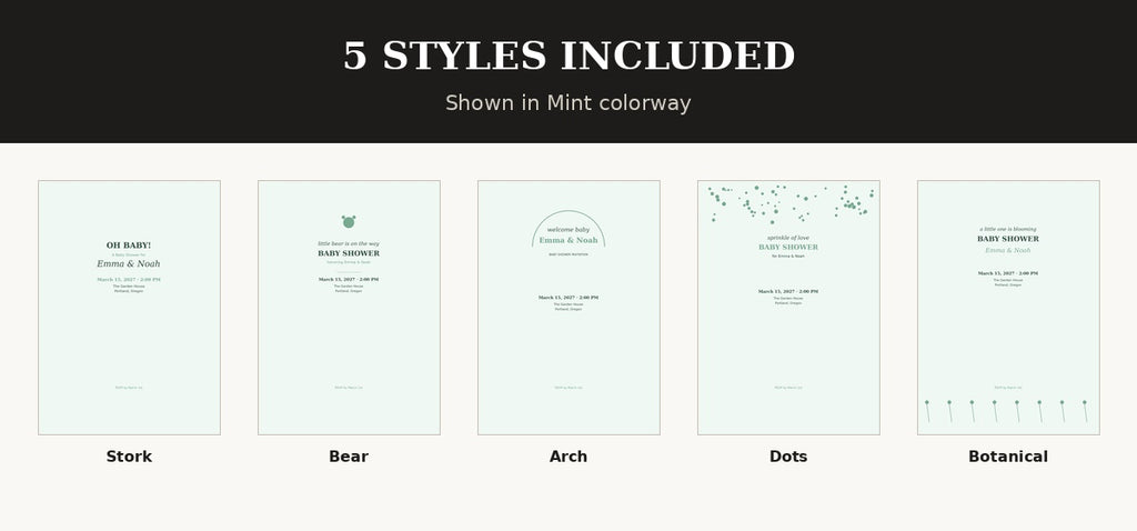 15 Baby Shower Invitation Templates | Editable Canva Digital Download | Boho Bear Botanical Minimal