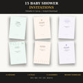 15 Baby Shower Invitation Templates | Editable Canva Digital Download | Boho Bear Botanical Minimal