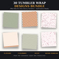 30 Tumbler Wrap Designs Bundle | 20oz Skinny Tumbler PNG | Sublimation Ready | Boho Leopard Checkerboard Stripes